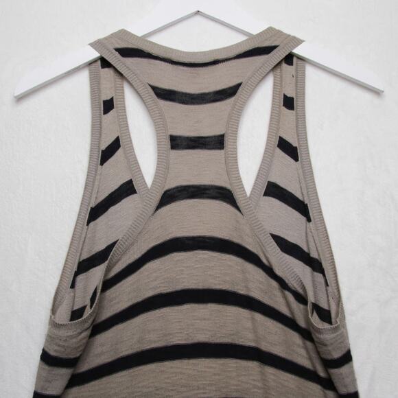 VINCE Sweater Knit Racerback Maxi Dress Striped Cotton Black Taupe Sz M - Picture 5 of 7
